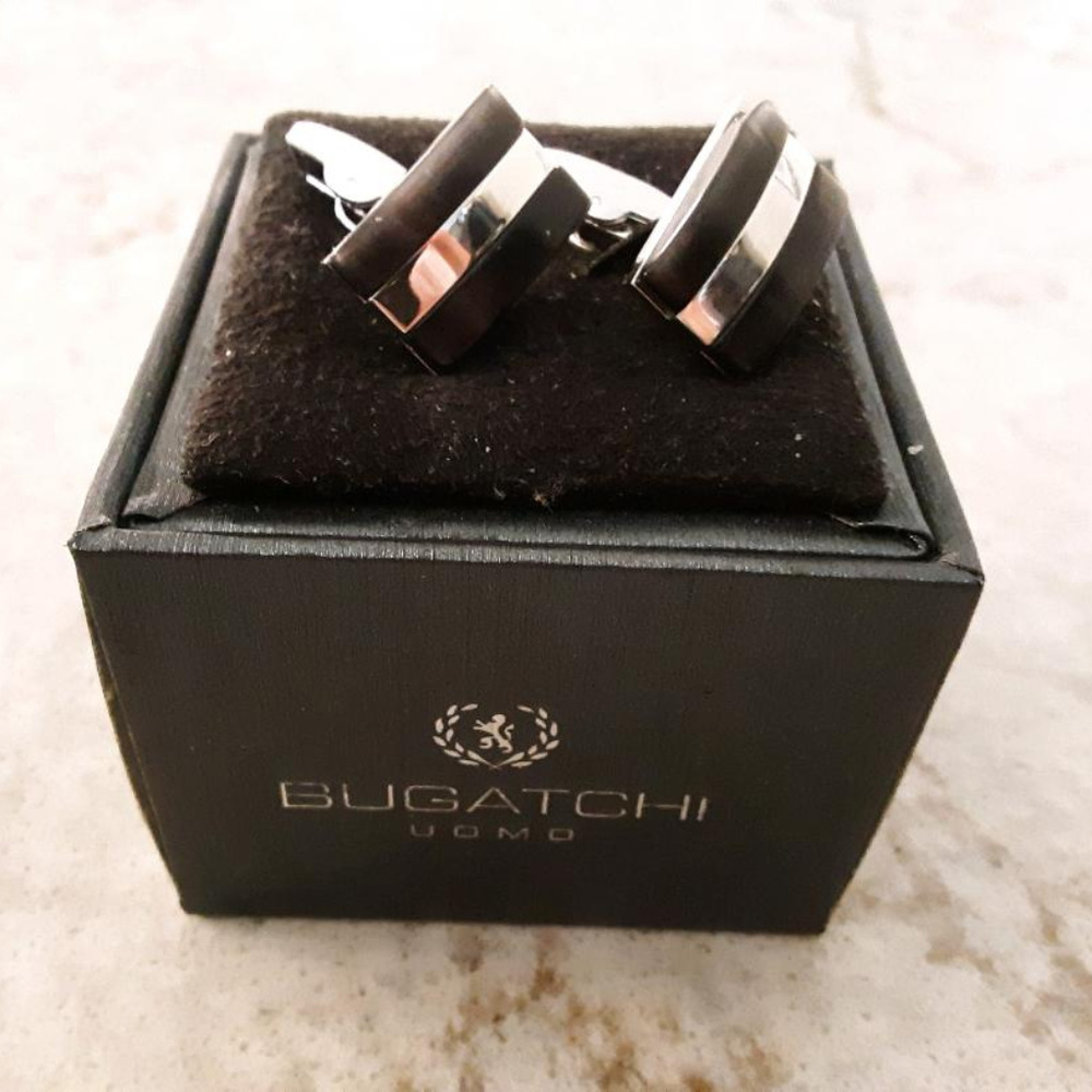 Bugatchi Men's Cuff Links New In Box Silver/Black